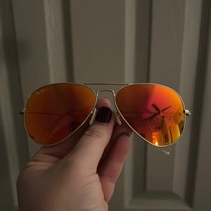 Ray-Ban orange reflective aviator sunglasses